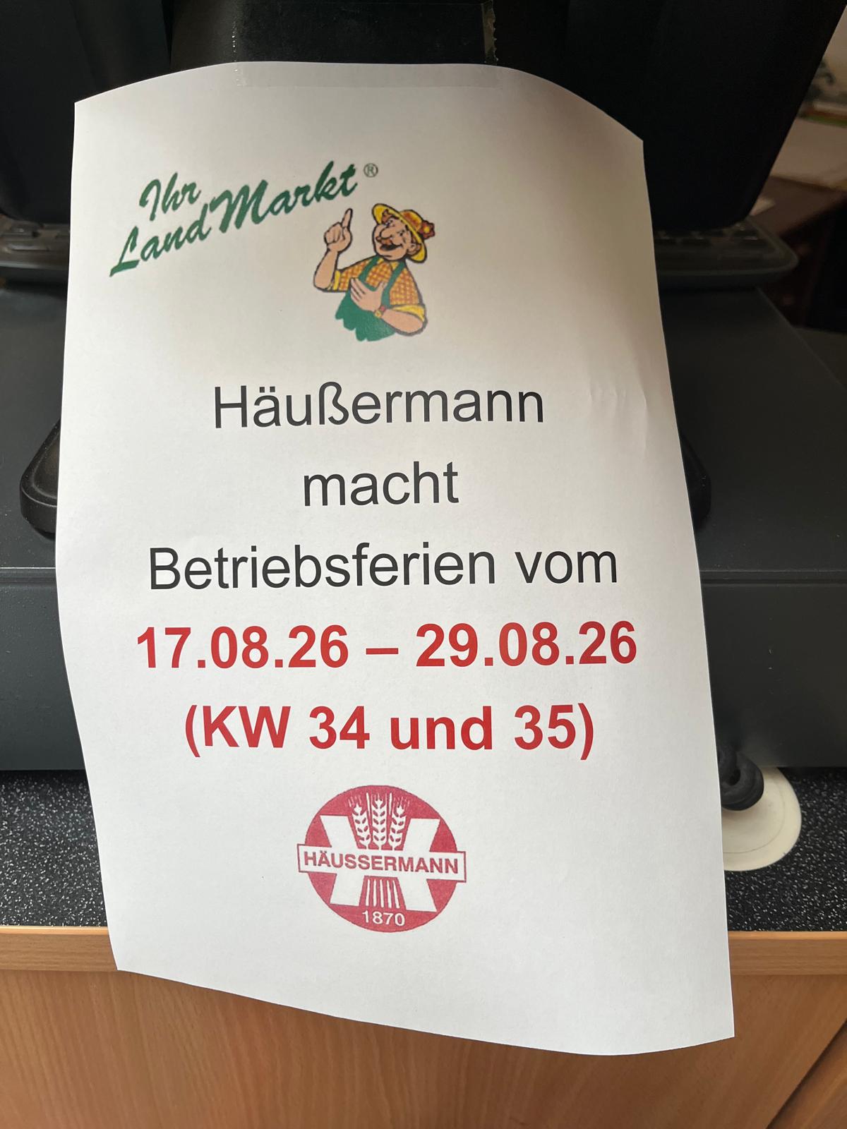 WIR MACHEN VOM 17. – 29. AUGUST 2026 BETRIEBSFERIEN (KW 34+35)