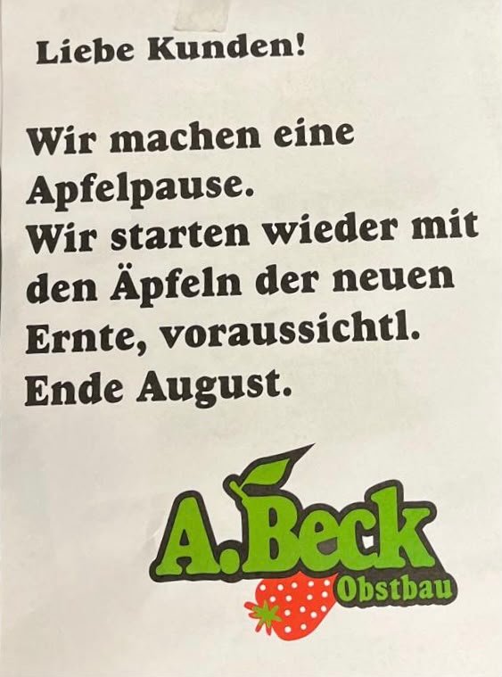 Apfelpause bis zur neuen Ernte